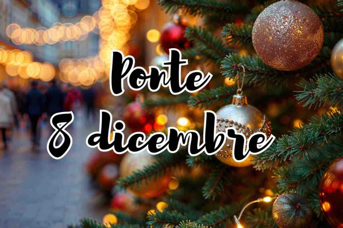 Albero di Natale e scritta "ponte 8 dicembre"