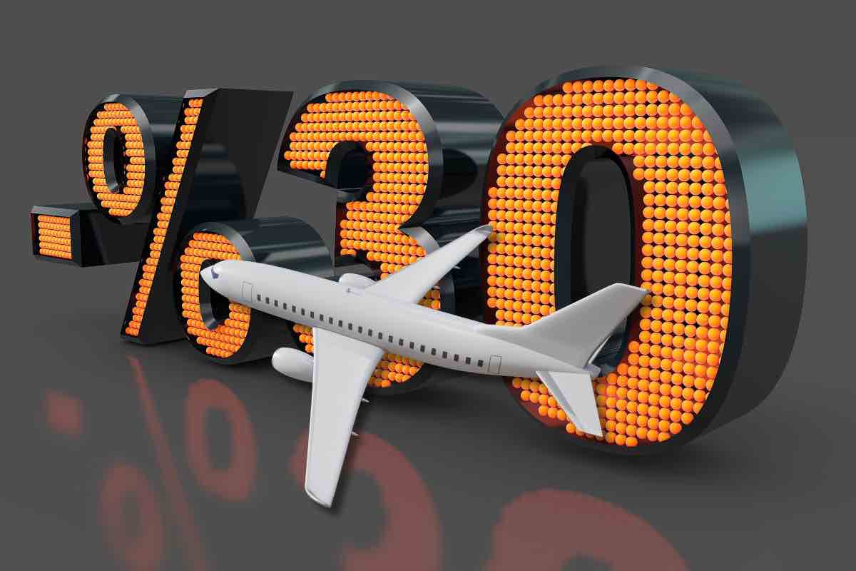 modellino aereo e scritta -30%