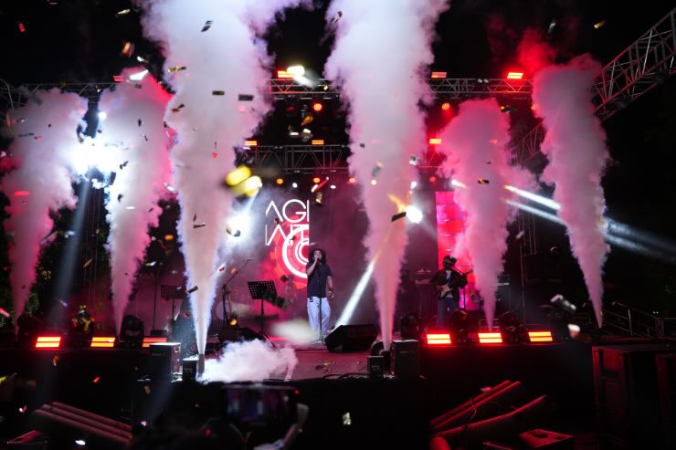 concerto, fumogeni e luci