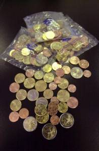 Photo of euro coins taken 23 November 2001 in Caen