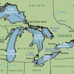 mappa geografica confmorazione lago superiore confine Canada Stati Uniti